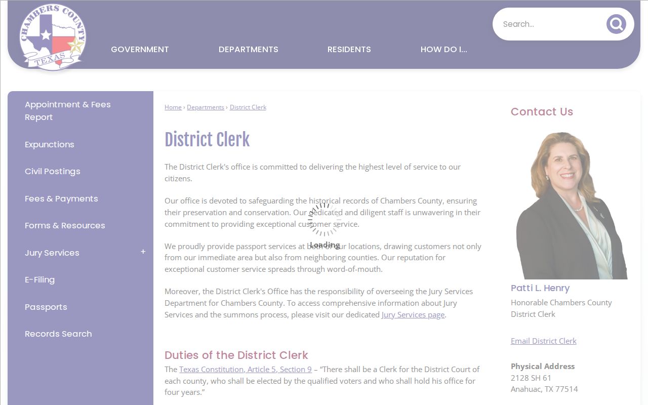 Chambers County District Clerk paperless records and public terminal notice