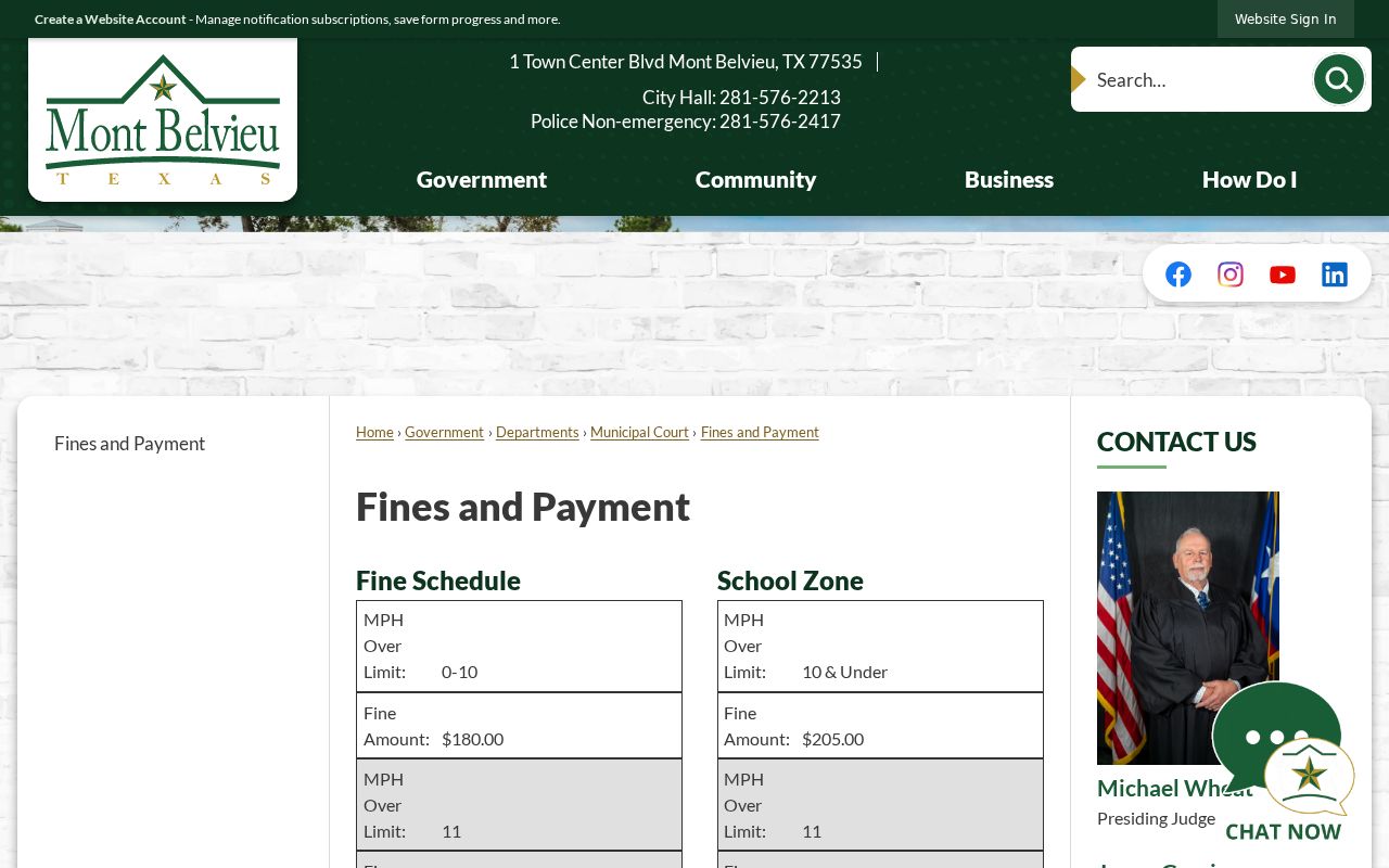 Mont Belvieu traffic fine and payment schedule