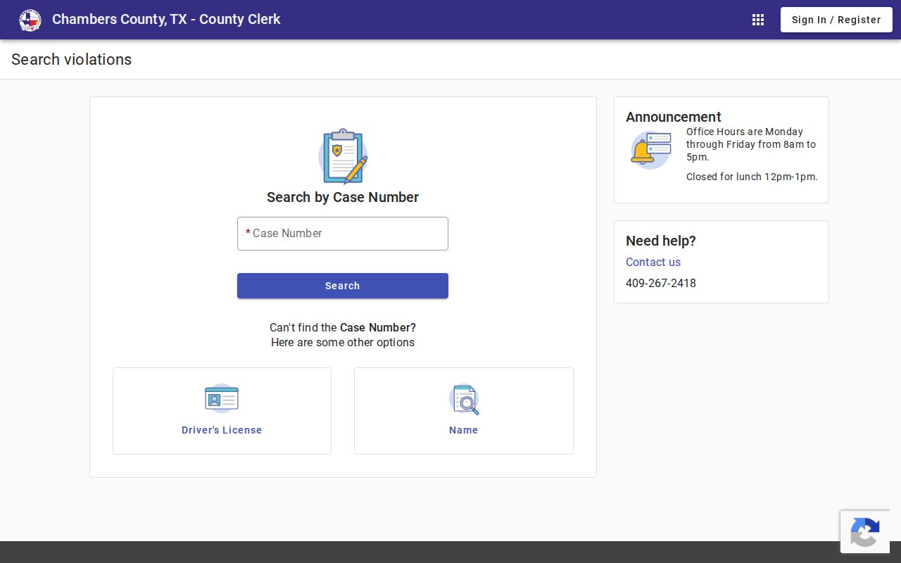 Chambers County Clerk official vendor court search frame