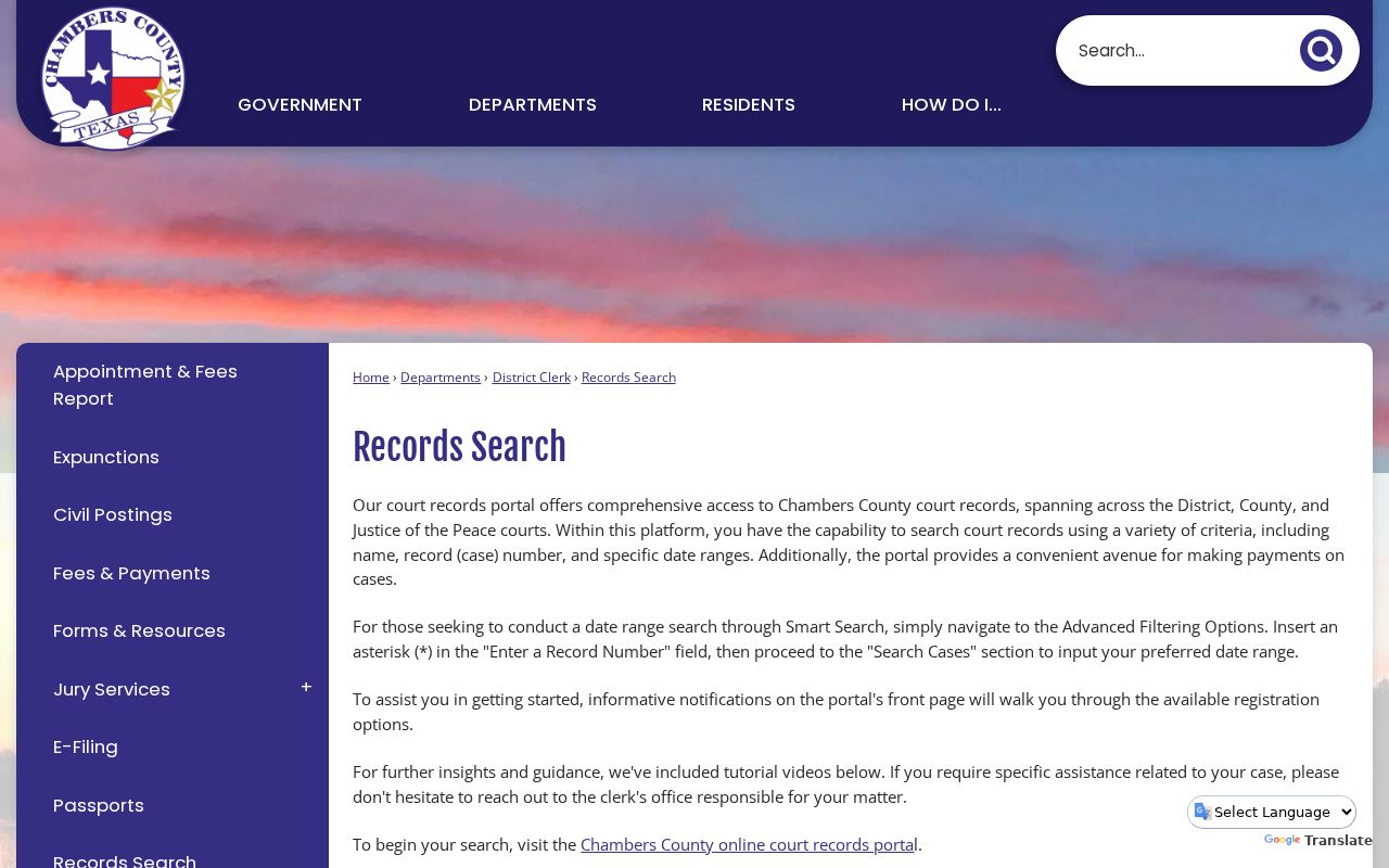 Chambers County instructions for Smart Search and Search Hearings